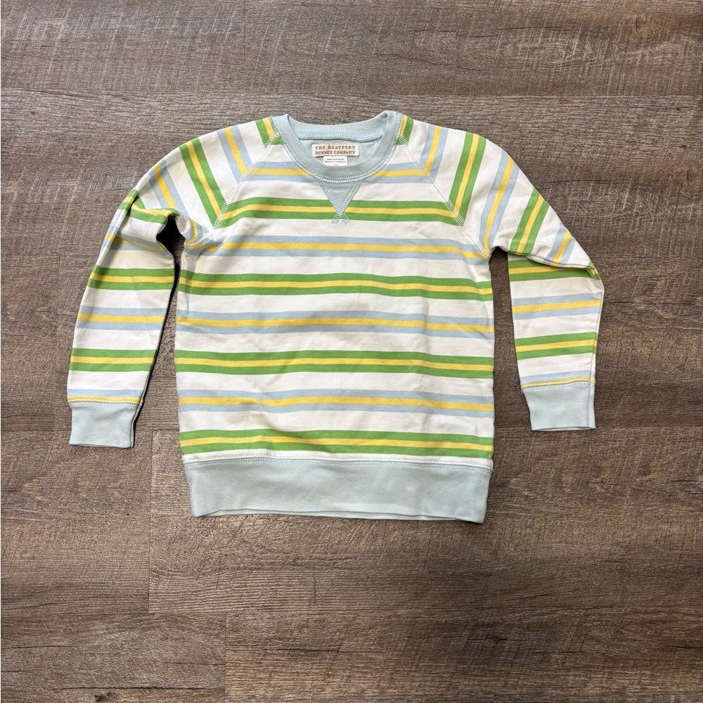 The Beaufort Bonnet Company Green and Yellow Striped Crewneck Shirt